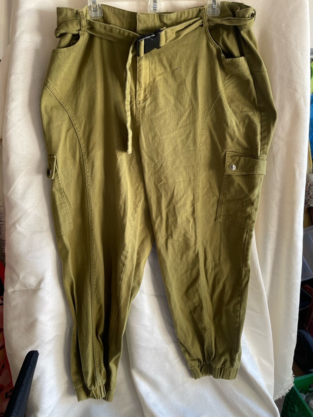 Forever 21 Olive Utility Cargo Joggers with Belt